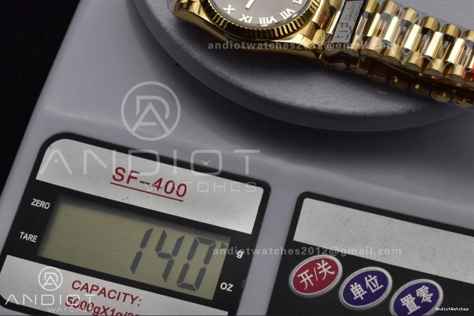 Roman QF on Marker V5 SportInspired DayDate Grey Weight) President vr3255 904L 700 with Steel Bracelet Best 36 Edition (Gain Dial YG 1228